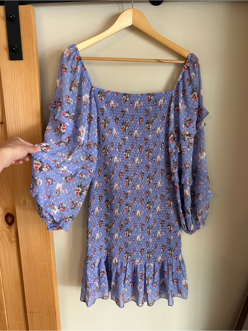 Lavender Floral Smocked Off-Shoulder Mini Dress